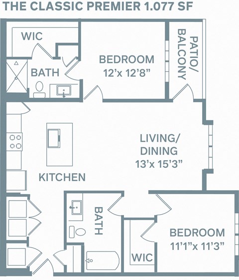 a floor plan of a bedroom apartment with a bathroom and a living room at The Quarry, Colorado, 80526